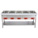 Alpha AHT-5 electric five well stainless steel hot table with red control knobs and bottom undershelf