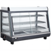Alpha APDW-36 deluxe glass display 36-inch food warmer with black base and three wire shelves, angled view