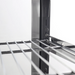 Alpha APDW-48 deluxe glass display food warmer, close-up of the adjustable wire shelf and black shelf bracket