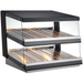 Alpha ASSW-32 32-inch heated pass-through station with two lit shelves, black top and glass side panels, angled view