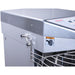 Alpha AVS-60 60 qt spiral mixer, close-up of the bowl guard hinge and safety warning label on the side of the head
