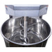 Alpha AVS-60 60 qt commercial spiral mixer, close-up of the stainless steel spiral dough hook inside the mixing bowl
