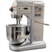 Alpha B7A 8 qt commercial planetary stand mixer, left side view with stainless steel bowl and bowl lift handle