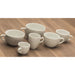 Ancap Verona jumbo coffee cup shown with a group of white porcelain cups in various sizes on a wooden surface