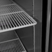Atosa MBF8508GR reach-in refrigerator, close-up of the interior coated wire shelves and stainless steel walls