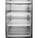 Atosa MCF8705GR display refrigerator, close-up of the adjustable coated wire shelves behind the glass door