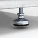 Atosa MCF8705GR display refrigerator in stainless steel, close-up of the adjustable leveling leg under the cabinet