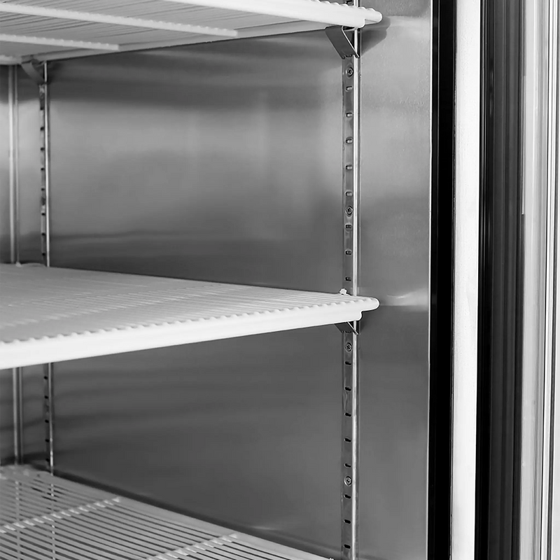 Atosa MCF8709GR Double Sliding Door 54" Wide Stainless Steel Display Refrigerator-Phoenix Food Equipment