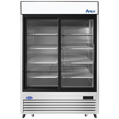 Atosa MCF8709GR Double Sliding Door 54" Wide Stainless Steel Display Refrigerator-Phoenix Food Equipment