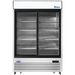 Atosa MCF8709GR 54-inch double sliding glass door stainless steel merchandiser refrigerator, front view