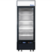 Atosa MCF8720GR 27-inch single glass door black merchandiser display freezer with LED lit interior, front view