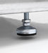 Atosa MCF8723GR black double door display refrigerator, close-up of the adjustable leveling leg under the cabinet