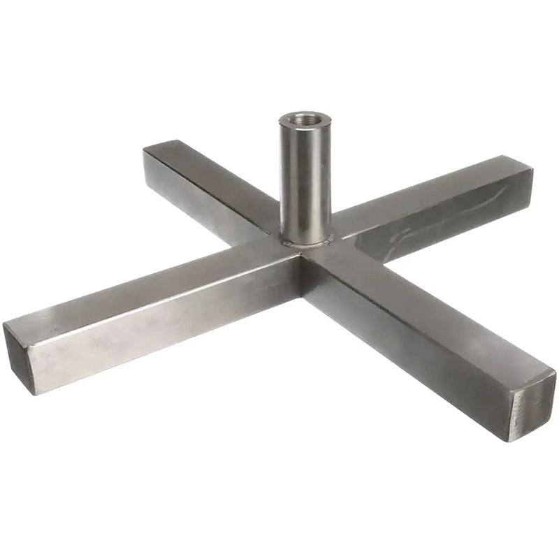 Axis 81-V370 stainless steel spit bed, cross-shaped square tube base with centre skewer socket for shawarma broilers