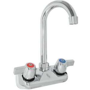 BK Resources BKF-W-3G-G quick turn wall mounted hand sink faucet with chrome gooseneck spout and handles