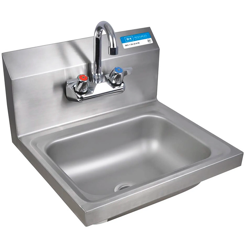BK Resources BKHS-W-1410-P-G large stainless steel wall mounted hand sink with premium gooseneck faucet