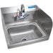 BK Resources BKHS-W-1410-SS-P-G large stainless steel wall mount hand sink with side guards and gooseneck faucet