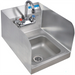 BK Resources BKHS-W-SS-SS-P-G space saver stainless steel hand sink with side guards and gooseneck faucet