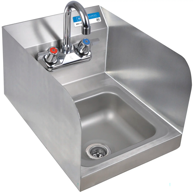 BK Resources BKHS-W-SS-SS-P-G Space Saver Hand Sink with Side Guards and Premium Faucet-Phoenix Food Equipment