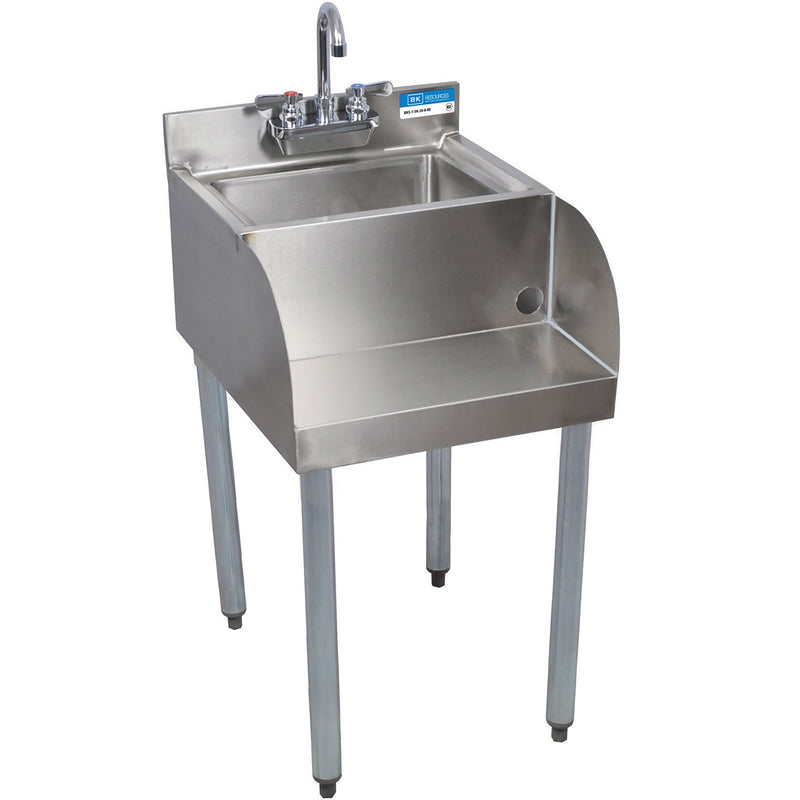 BK Resources UB4-21-1410BSS stainless steel underbar blender station with dump sink, faucet and splash guard