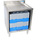 BK Resources UB4-21-GC240 24-inch stainless steel glass rack cabinet shown loaded with blue glass racks