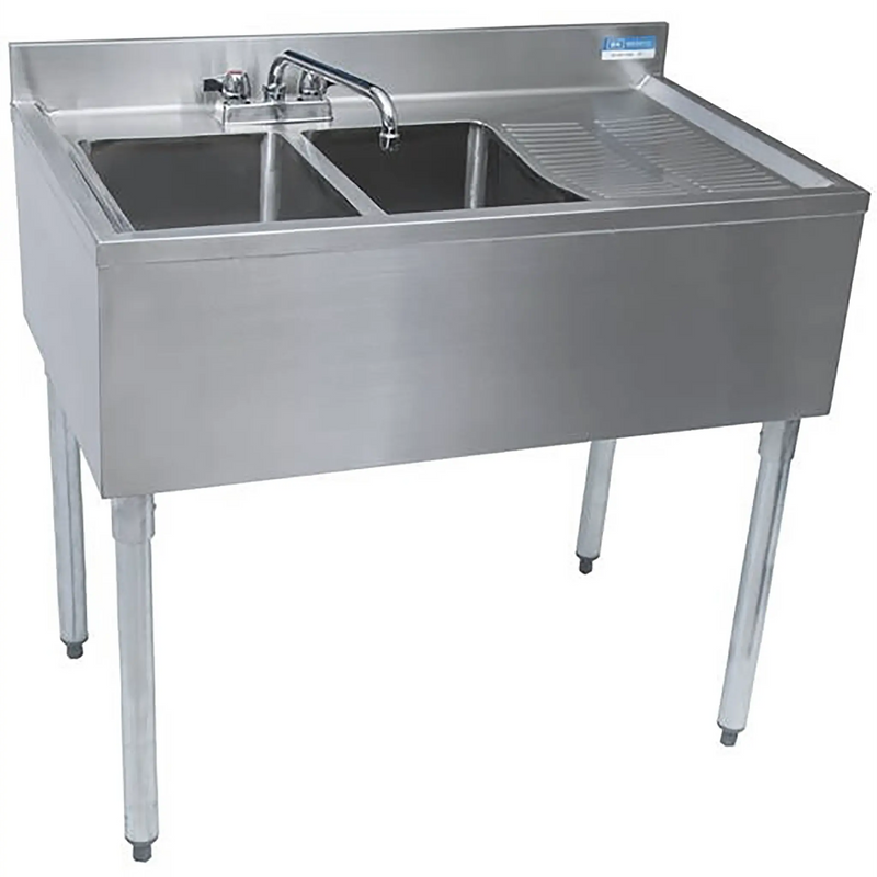 BK Resources UB4-36S Series 36" Wide Bar Sink - Various Configurations, 18" or 21" Deep-Phoenix Food Equipment