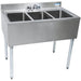 BK Resources UB4-36S 36-inch stainless steel bar sink, three compartment configuration with faucet