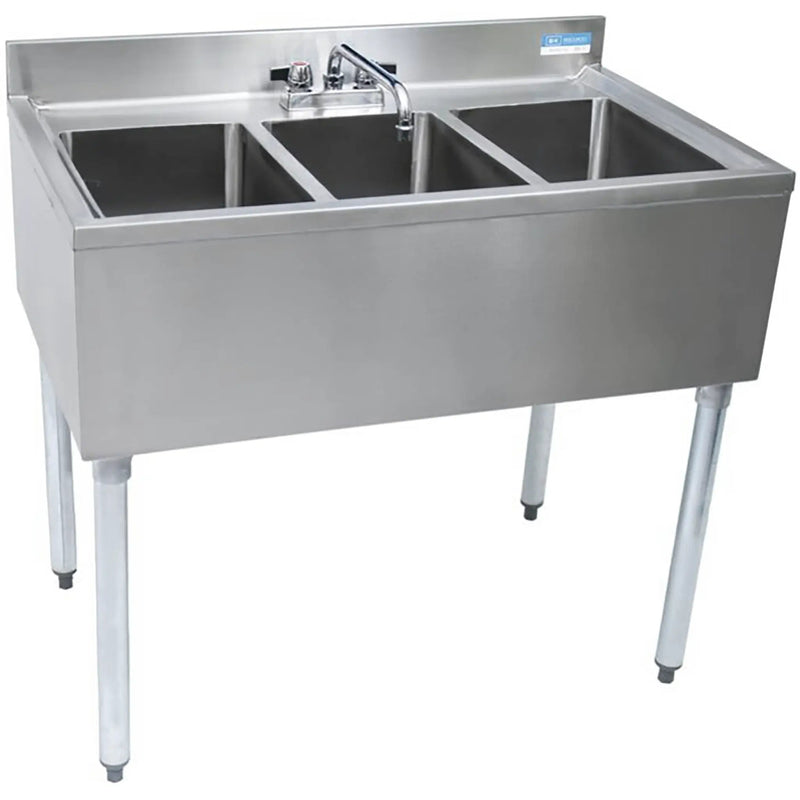 BK Resources UB4-36S Series 36" Wide Bar Sink - Various Configurations, 18" or 21" Deep-Phoenix Food Equipment