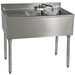 BK Resources UB4-36S 36-inch stainless steel bar sink, two compartments with left drainboard and faucet