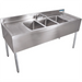 BK Resources UB4-384TS 84-inch stainless steel three compartment bar sink with 25-inch left and right drainboards