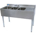 BK Resources UB4-48TS 48-inch stainless steel bar sink, three compartments with right drainboard and faucet