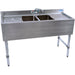 BK Resources UB4-48TS 48-inch stainless steel bar sink, two compartments with left and right drainboards