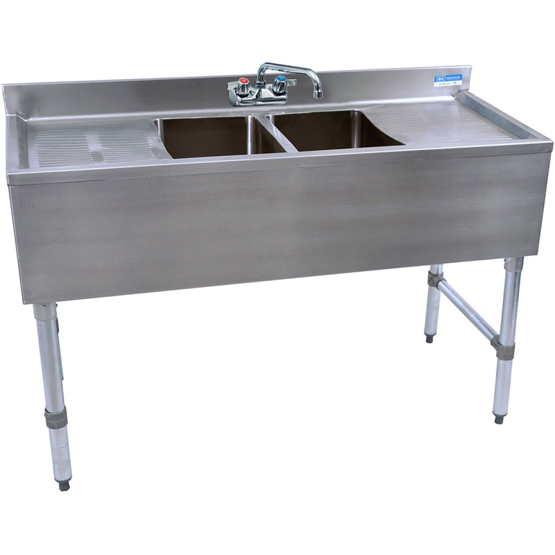 BK Resources UB4-48TS Series 48" Wide Bar Sink - Various Configurations, 18" or 21" Deep-Phoenix Food Equipment