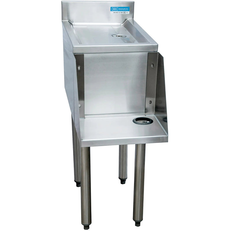 BK Resources UB4-BDMX18 18-inch stainless steel underbar mixing station with side splashes and shelf cutout