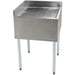 BK Resources UB4-CDB square stainless steel corner bar drainboard with ribbed top and drain on legs