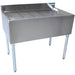 BK Resources UB4-DB48 48-inch wide stainless steel underbar drainboard with ribbed top and backsplash