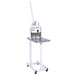 BakeMax BAHBD02 manual dough divider mounted on white stand with stainless steel top, full view