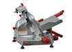Berkel B10 manual aluminum meat slicer with 10-inch blade and red controls, angled left view of the carriage