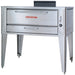 Blodgett 1048 natural gas 47-inch deck pizza oven in stainless steel on legs, single deck configuration, front view