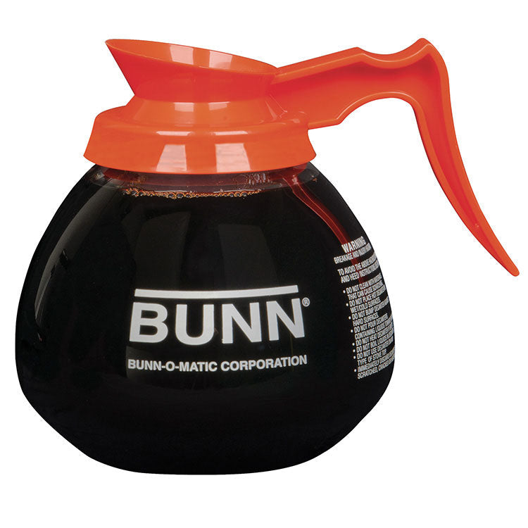 Bunn GLASS Economy 64 Oz. Carafe - Sold Individually, Black & Orange-Phoenix Food Equipment