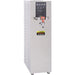 Bunn H10X-80-208 tall stainless steel 10 gallon hot water dispenser with push button faucet, angled front view