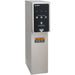 Bunn H5E-DV-PC tall stainless steel 5 gallon hot water dispenser with push button controls, angled front view