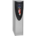 Bunn H5X tall stainless steel 5 gallon hot water dispenser with lever faucet and digital display, angled view