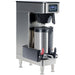 Bunn ICB-SH Infusion Series soft heat stainless steel coffee brewer with hot water tap and docked server, angled view