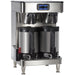 Bunn ICB-SH-TWIN-PE Platinum Edition Infusion Series twin stainless coffee brewer with two servers on soft heat base