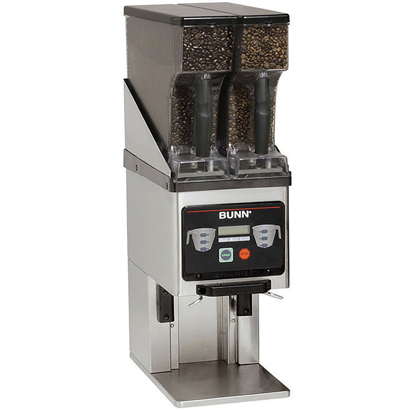 Bunn MHG-SS Funnel Coffee Grinder with Two Containers, LCD Screen & 3 Pre-Set Batch Size Settings-Phoenix Food Equipment