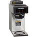 Bunn VP17-2 stainless steel pour over decanter coffee brewer with two warmers and brew funnel, angled front view