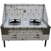 Cambo CAM-2 natural gas or propane double burner wok range in stainless steel with high backsplash and faucets