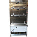 Cambo HES-C-3 natural gas 3 door steaming cabinet in stainless steel with stacked latched doors, front view