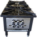 Cambo SP Series natural gas or propane double stock pot range with two black grates and stainless steel front