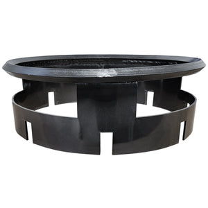 Cambo wok adapter bar for stock pot range, black steel ring with slotted skirt that sits on the burner grate